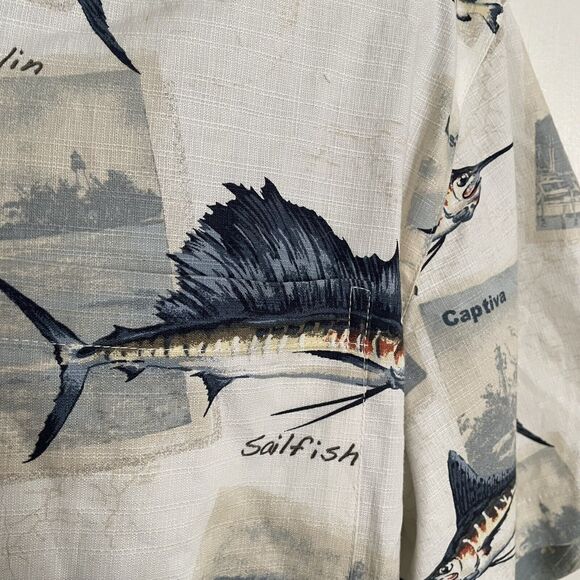 Reel Legends Fish Print Shirt Sz M Mens Button Up Key West Captive Short Sleeve - Picture 7 of 13